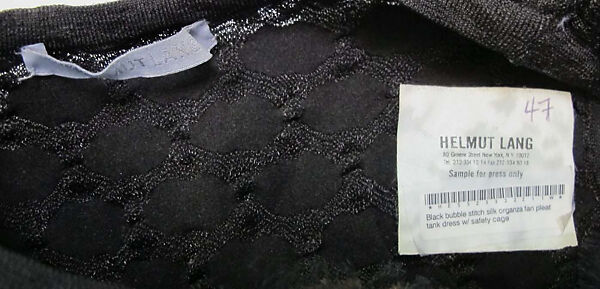 Ensemble, Helmut Lang (Austrian, born 1956), (a) silk, synthetic; (b) silk, cotton; (c, d) patent leather, synthetic, Austrian
