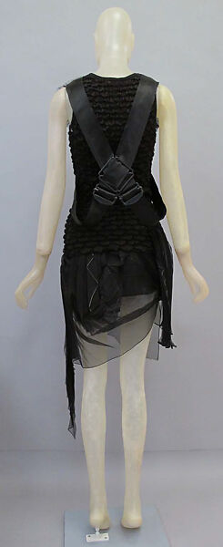 Ensemble, Helmut Lang (Austrian, born 1956), (a) silk, synthetic; (b) silk, cotton; (c, d) patent leather, synthetic, Austrian