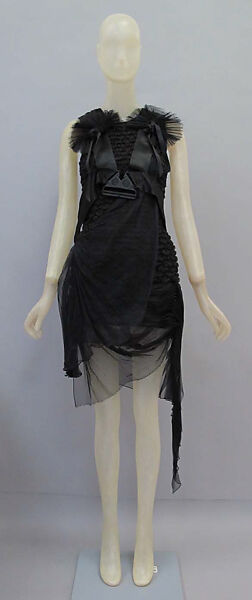 Ensemble, Helmut Lang (Austrian, born 1956), (a) silk, synthetic; (b) silk, cotton; (c, d) patent leather, synthetic, Austrian 