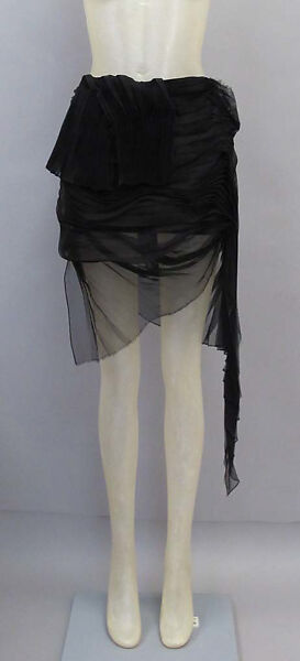 Ensemble, Helmut Lang (Austrian, born 1956), (a) silk, synthetic; (b) silk, cotton; (c, d) patent leather, synthetic, Austrian
