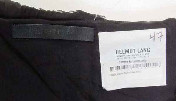 Ensemble, Helmut Lang (Austrian, born 1956), (a) silk, synthetic; (b) silk, cotton; (c, d) patent leather, synthetic, Austrian