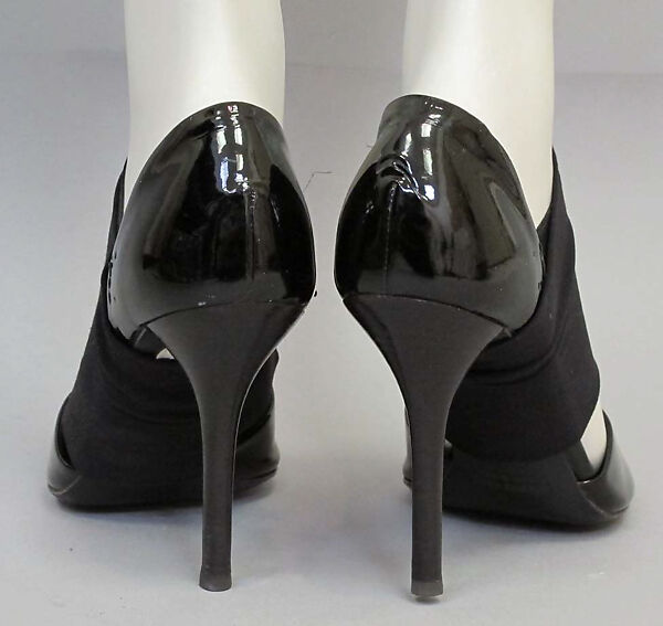 Ensemble, Helmut Lang (Austrian, born 1956), (a) silk, synthetic; (b) silk, cotton; (c, d) patent leather, synthetic, Austrian