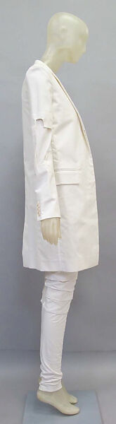 Ensemble, Helmut Lang (Austrian, born 1956), (a–c) cotton; (d) cotton, synthetic; (e, f) cotton, leather, Austrian