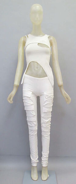 Ensemble, Helmut Lang (Austrian, born 1956), (a–c) cotton; (d) cotton, synthetic; (e, f) cotton, leather, Austrian