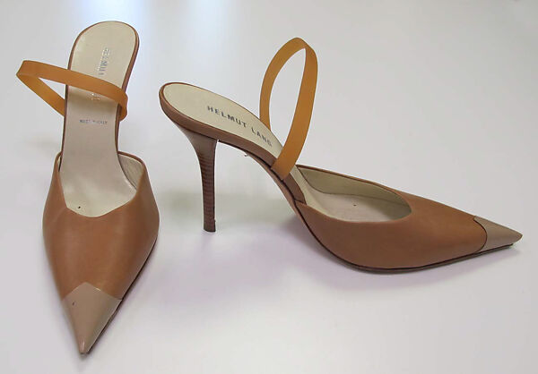 Ensemble, Helmut Lang (Austrian, born 1956), (a) cotton; (b, c) cotton, leather; (d) silver metal; (e) synthetic; (f, g) leather, synthetic, metal, Austrian