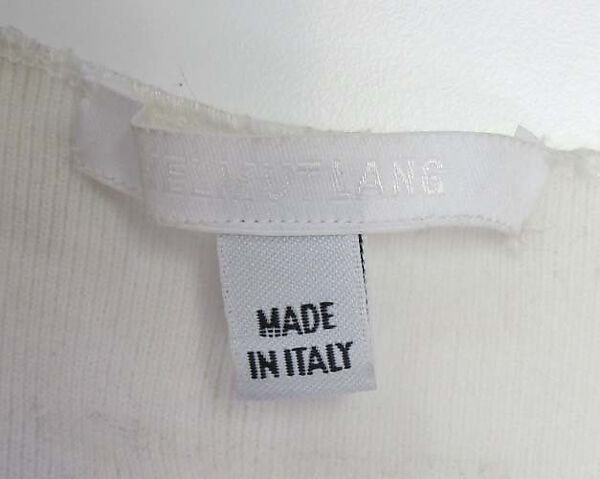 Ensemble, Helmut Lang (Austrian, born 1956), (a) synthetic; (b) cotton, synthetic; (c, e, f) leather, metal (d) synthetic, Austrian