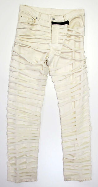 Ensemble, Helmut Lang (Austrian, born 1956), (a) synthetic; (b) cotton, synthetic; (c, e, f) leather, metal (d) synthetic, Austrian