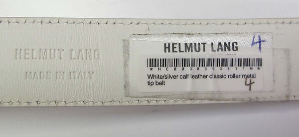 Ensemble, Helmut Lang (Austrian, born 1956), (a) synthetic; (b) cotton, synthetic; (c, e, f) leather, metal (d) synthetic, Austrian