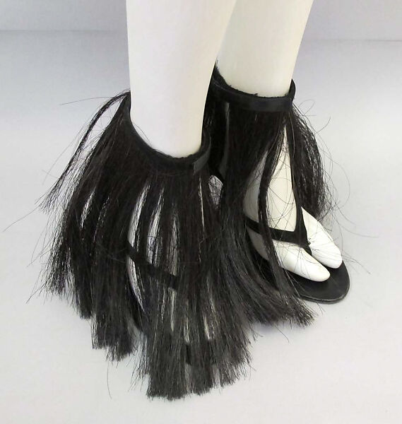 Ensemble, Helmut Lang (Austrian, born 1956), (a) silk, horsehair; (b, c) leather, horsehair, Austrian