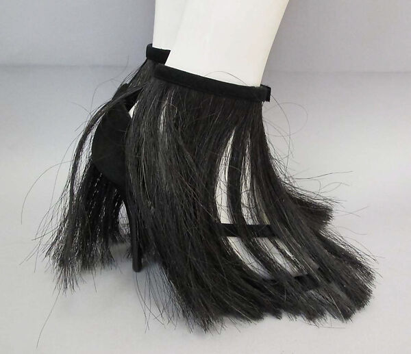 Ensemble, Helmut Lang (Austrian, born 1956), (a) silk, horsehair; (b, c) leather, horsehair, Austrian