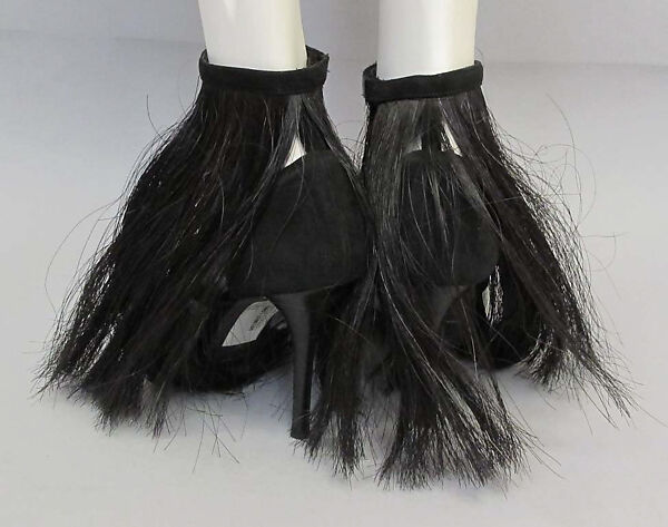 Ensemble, Helmut Lang (Austrian, born 1956), (a) silk, horsehair; (b, c) leather, horsehair, Austrian