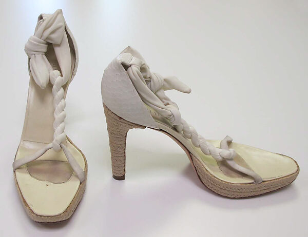 Ensemble, Helmut Lang (Austrian, born 1956), (a) synthetic; (b, c) leather, suede, jute, lizard skin, synthetic, Austrian