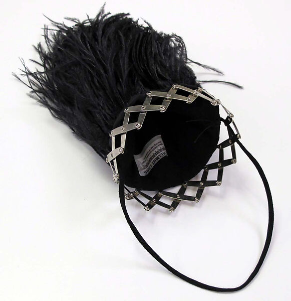 Purse, Helmut Lang (Austrian, born 1956), ostrich, metal, leather, cotton, Austrian