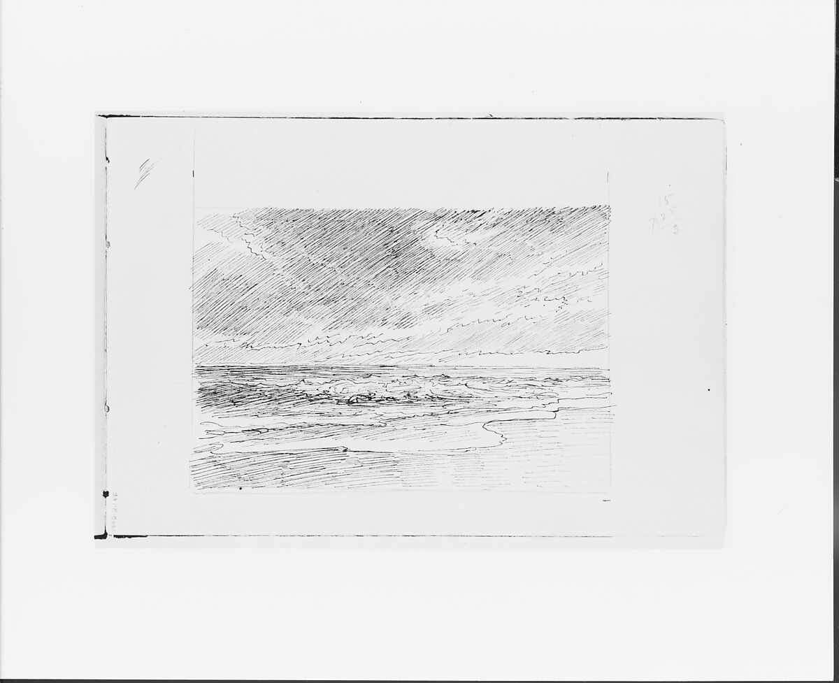 Seascape (from Sketchbook VII), William Trost Richards (American, Philadelphia, Pennsylvania 1833–1905 Newport, Rhode Island), Black ink, graphite, on off-white wove paper, American 