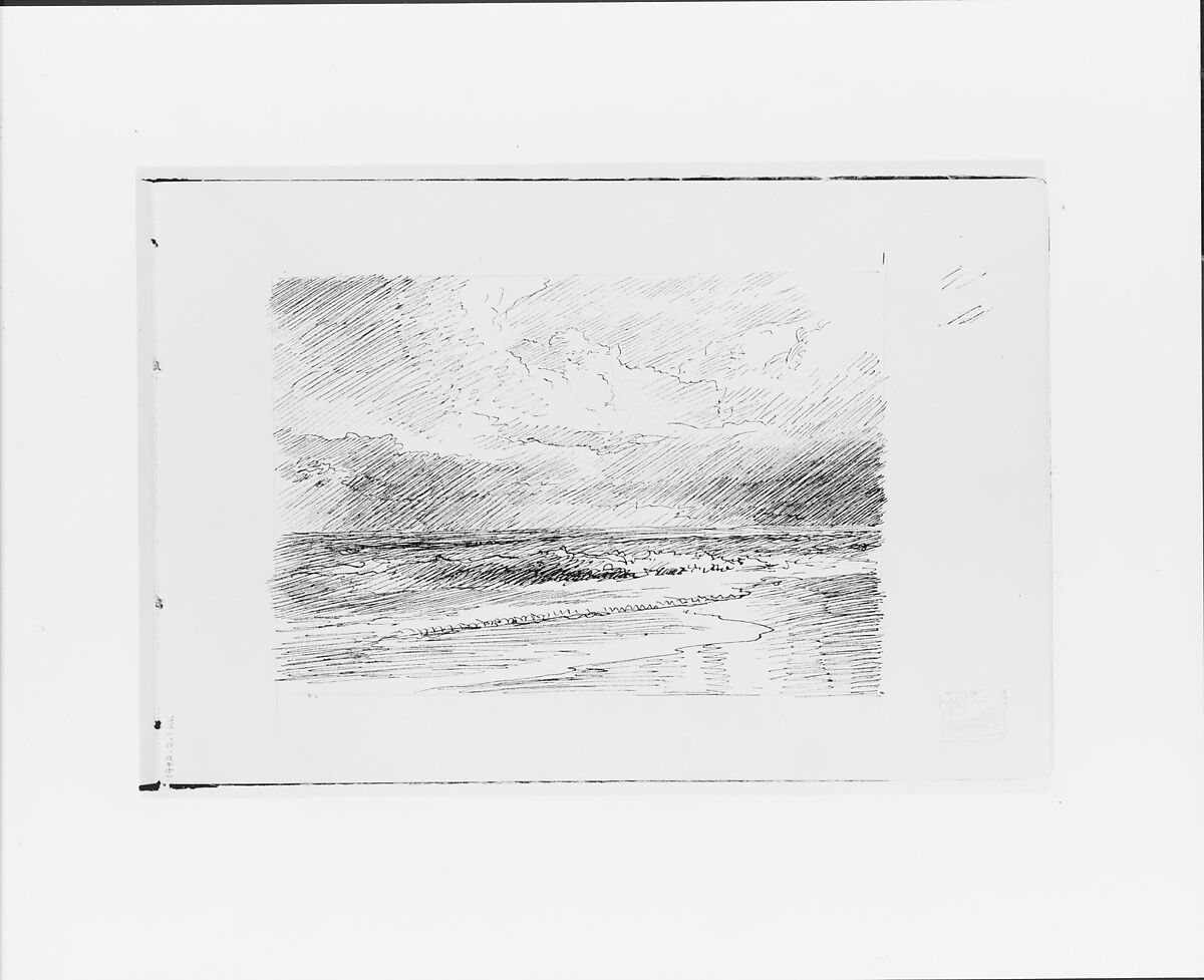 Seascape (from Sketchbook VII), William Trost Richards (American, Philadelphia, Pennsylvania 1833–1905 Newport, Rhode Island), Black ink, graphite, on off-white wove paper, American 