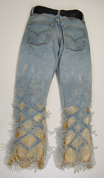 Jeans, Jean Paul Gaultier (French, born 1952), (a) cotton, plastic, metal, silk; (b) synthetic, French