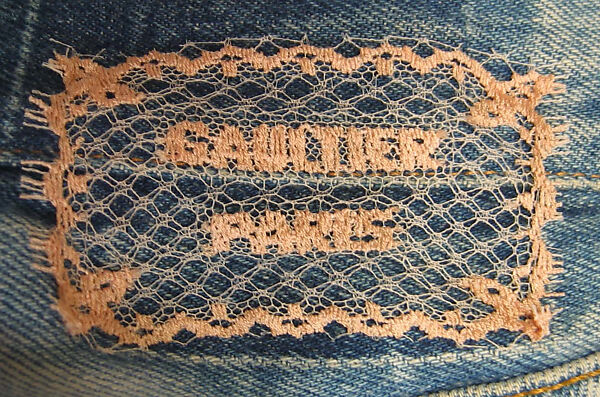 Jeans, Jean Paul Gaultier (French, born 1952), (a) cotton, plastic, metal, silk; (b) synthetic, French