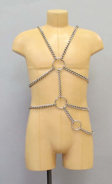 Ensemble, Helmut Lang (Austrian, born 1956), wool, cotton, silk, metal, Spazzolato, Austrian