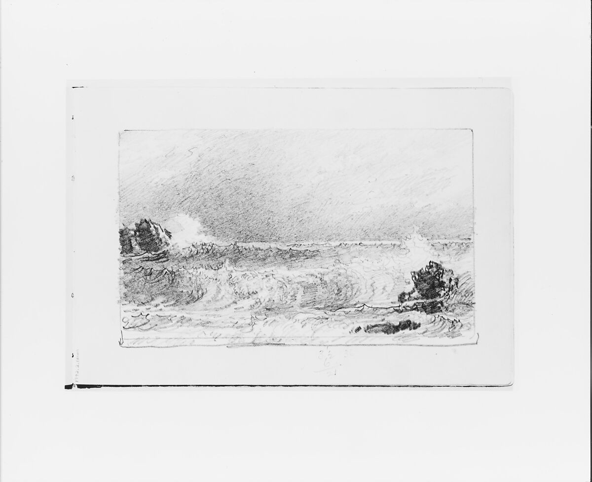 Stormy Sea (from Sketchbook VII), William Trost Richards (American, Philadelphia, Pennsylvania 1833–1905 Newport, Rhode Island), Graphite on off-white wove paper, American 