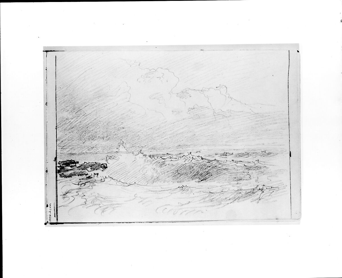 Seascape with Breaking Waves (from Sketchbook VII), William Trost Richards (American, Philadelphia, Pennsylvania 1833–1905 Newport, Rhode Island), Graphite on off-white wove paper, American 