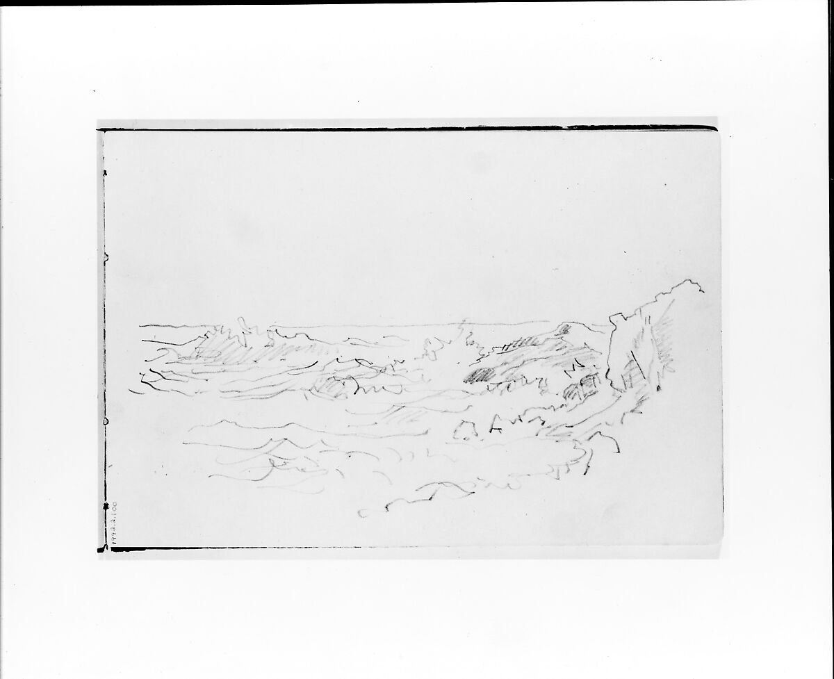 Seascape with Breaking Waves (from Sketchbook VII), William Trost Richards (American, Philadelphia, Pennsylvania 1833–1905 Newport, Rhode Island), Graphite on off-white wove paper, American 