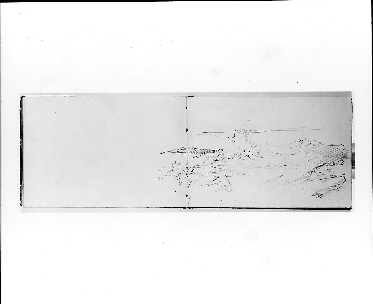 Sketch of a Breaking Wave (from Sketchbook VII), William Trost Richards (American, Philadelphia, Pennsylvania 1833–1905 Newport, Rhode Island), Graphite on off-white wove paper, American 
