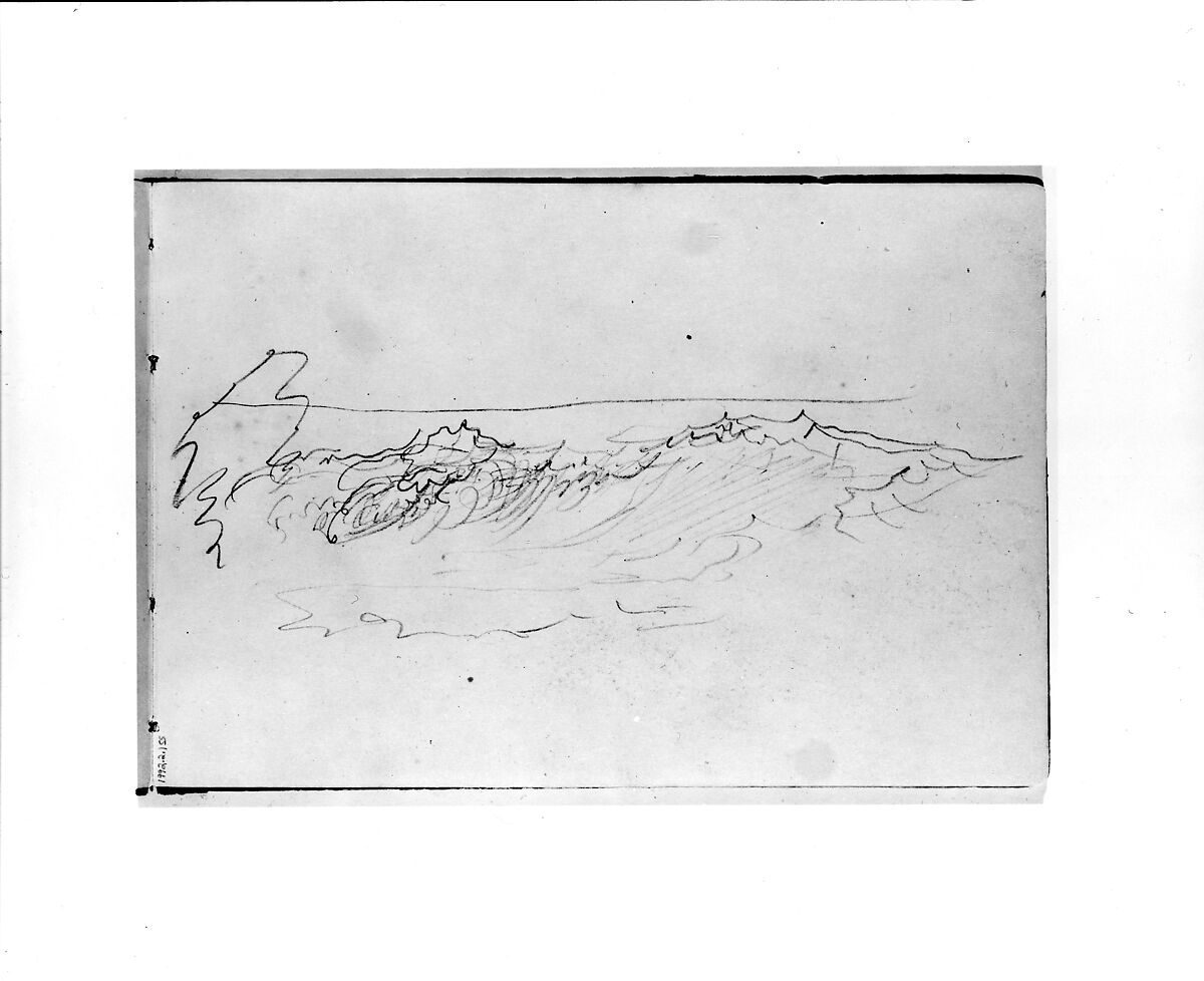 Sketch of Breaking Waves (from Sketchbook VII), William Trost Richards (American, Philadelphia, Pennsylvania 1833–1905 Newport, Rhode Island), Graphite on off-white wove paper, American 