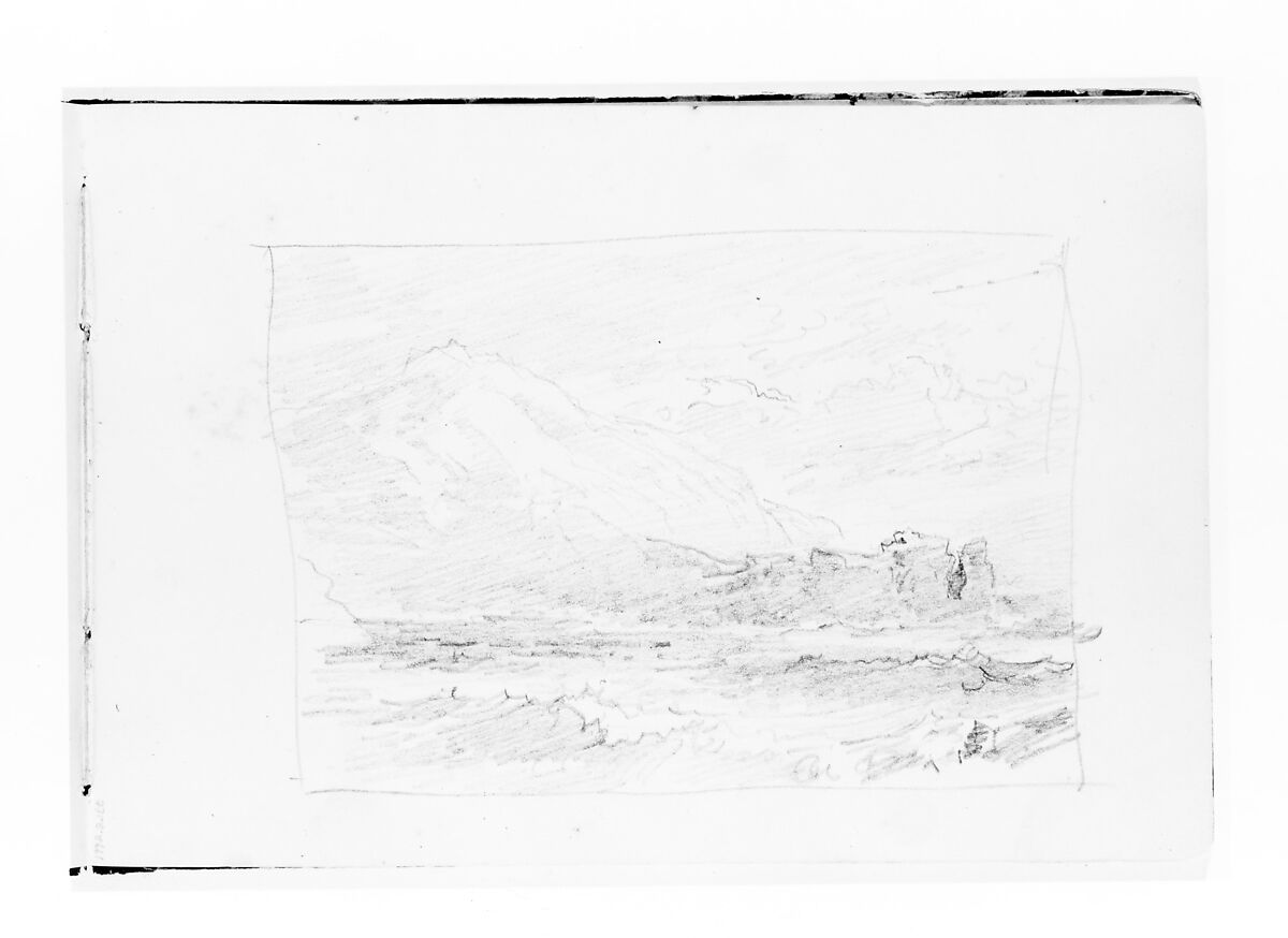 Mountains, Sea, and Sky (from Sketchbook VII), William Trost Richards (American, Philadelphia, Pennsylvania 1833–1905 Newport, Rhode Island), Graphite on off-white wove paper, American 