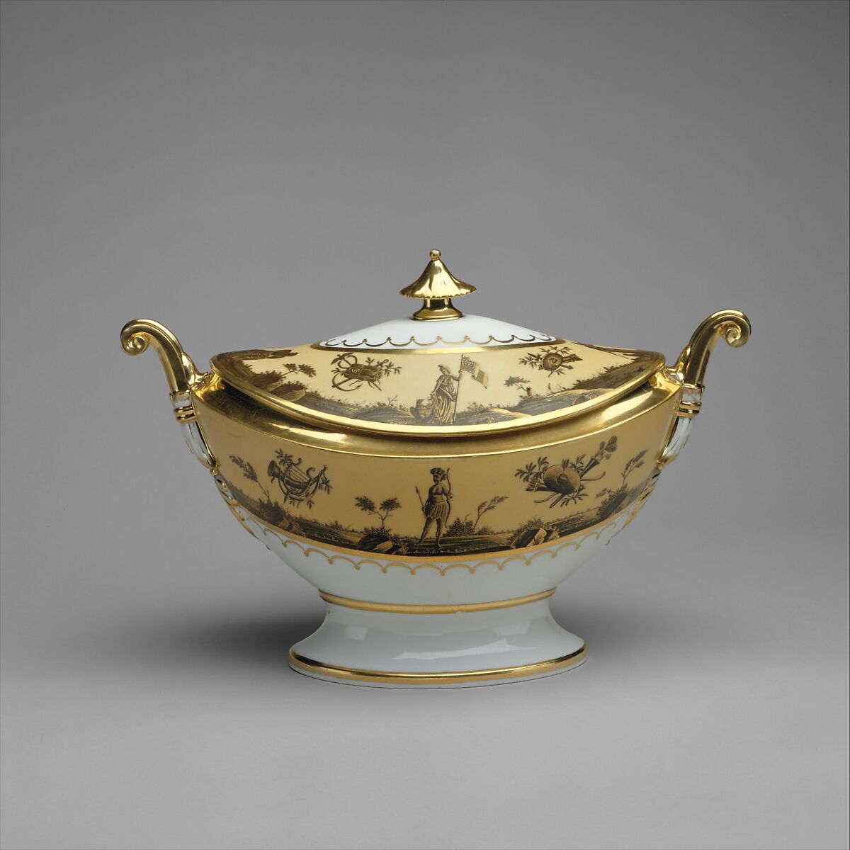 Covered tureen, Dihl et Guérhard  French, Porcelain, French, for American market