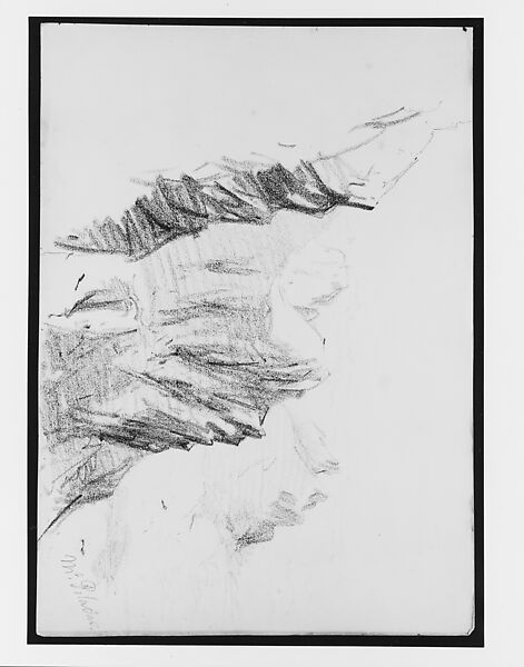 Mount Pilatus,  recto (from "Splendid Mountain Watercolours" Sketchbook), John Singer Sargent (American, Florence 1856–1925 London), Wax crayon on off-white wove paper, American 
