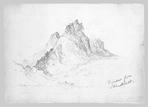 Mount Pilatus, Stansstad (from "Splendid Mountain Watercolours" Sketchbook), John Singer Sargent (American, Florence 1856–1925 London), Graphite on off-white paper, American