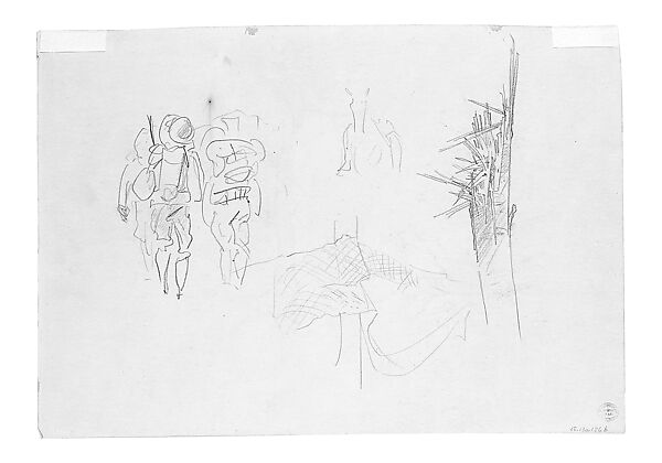 Walking Soldiers, John Singer Sargent (American, Florence 1856–1925 London), Graphite on off-white wove paper, American