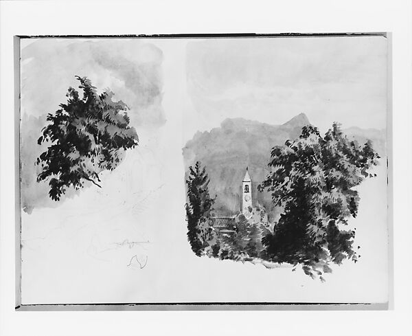 Two  Landscape  (from Switzerland 1870 Sketchbook), John Singer Sargent (American, Florence 1856–1925 London), Watercolor and graphite on off-white wove paper, American 