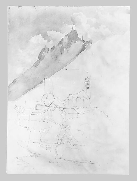 Alpine Village (from Switzerland 1870 Sketchbook), John Singer Sargent (American, Florence 1856–1925 London), Watercolor and graphite on off-white wove paper, American