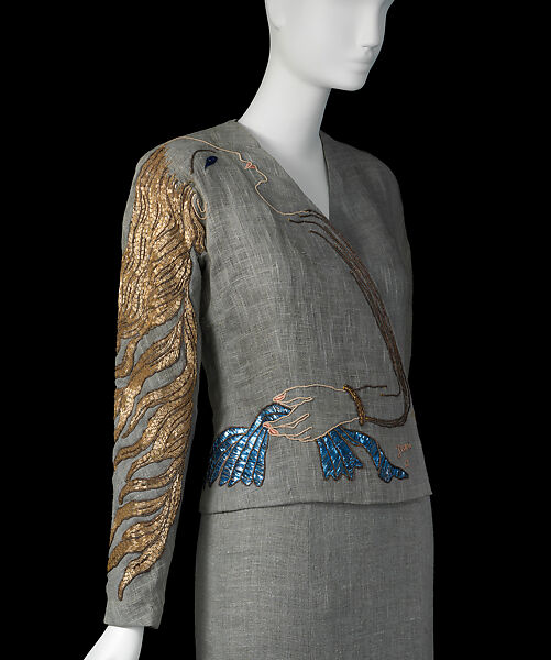 Evening jacket, Schiaparelli (French, founded 1927), linen, metal, French
