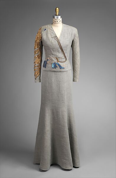 Evening jacket, Schiaparelli (French, founded 1927), linen, metal, French