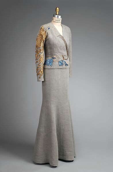 Evening jacket, Schiaparelli (French, founded 1927), linen, metal, French