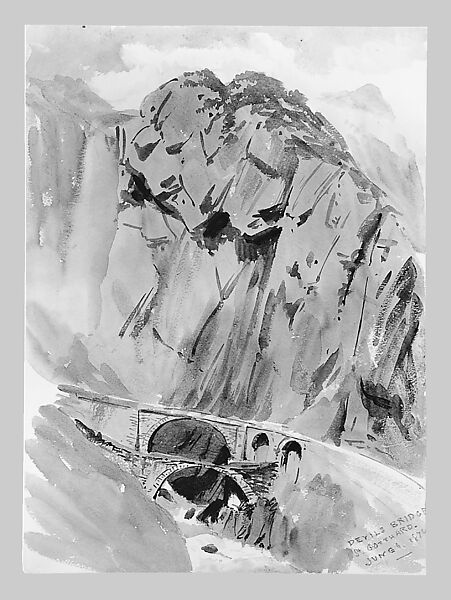 Devil's Bridge, St Gotthard (from Switzerland 1870 Sketchbook), John Singer Sargent (American, Florence 1856–1925 London), Watercolor and graphite on off-white wove paper, American