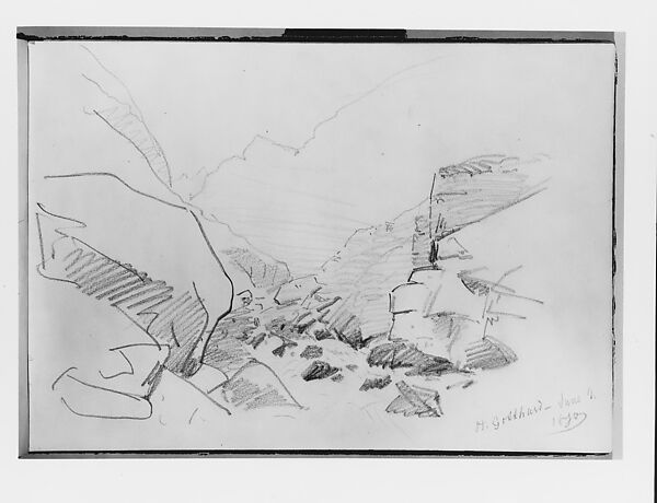 St. Gotthard (from Switzerland 1870 Sketchbook), John Singer Sargent (American, Florence 1856–1925 London), Wax crayon on off-white wove paper, American 