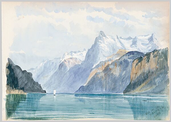 Bay of Uri, Brunnen (from Switzerland 1870 Sketchbook), John Singer Sargent (American, Florence 1856–1925 London), Watercolor,  gouache, and  graphite on off-white wove paper, American 