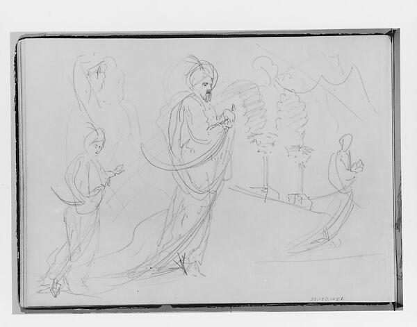Man Carrying a Sword (from Switzerland 1870 Sketchbook), John Singer Sargent (American, Florence 1856–1925 London), Graphite on off-white wove paper, American 
