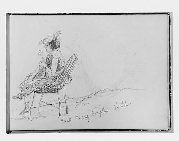 Miss Mary Douglas Scott Sewing (from Switzerland 1870 Sketchbook), John Singer Sargent (American, Florence 1856–1925 London), Graphite on off-white wove paper, American 