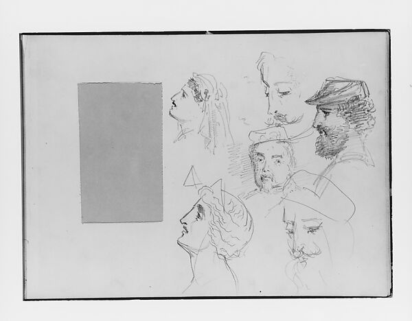 Heads (from Switzerland 1870 Sketchbook), John Singer Sargent (American, Florence 1856–1925 London), Graphite on off-white wove paper, American 