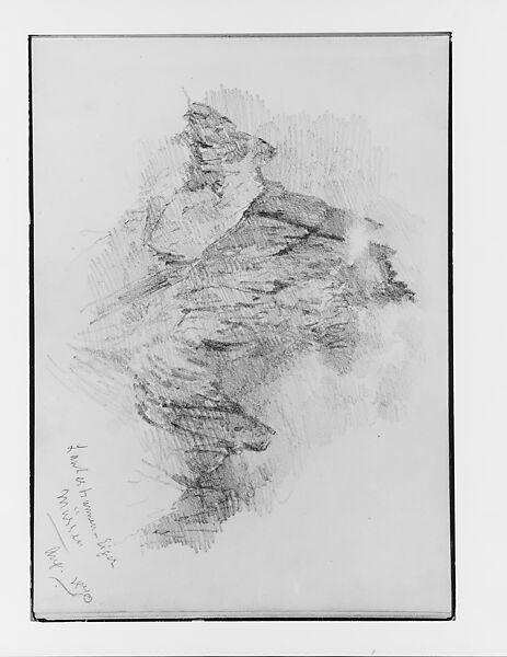 Eiger from Lauterbrunnen, Mürren (from Switzerland 1870 Sketchbook), John Singer Sargent (American, Florence 1856–1925 London), Graphite on off-white wove paper, American 