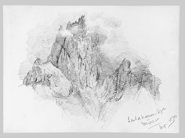 Eiger from Lauterbrunnen, Mürren (from Switzerland 1870 Sketchbook), John Singer Sargent (American, Florence 1856–1925 London), Graphite on off-white wove paper, American