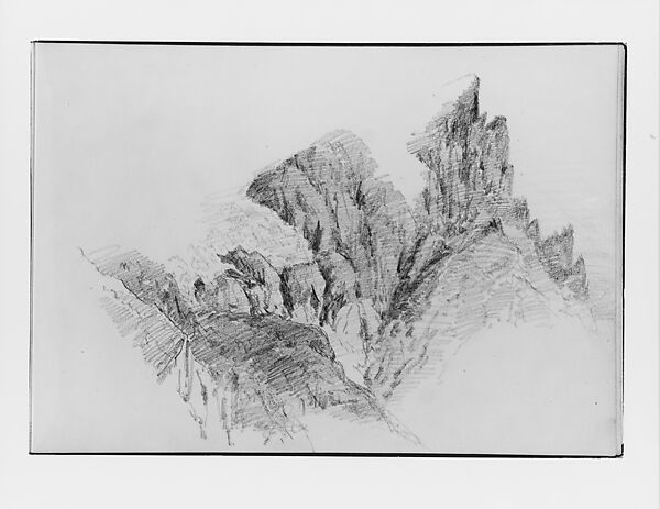 Mountains (from Switzerland 1870 Sketchbook), John Singer Sargent (American, Florence 1856–1925 London), Graphite on off-white wove paper, American 