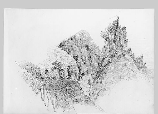 Mountains (from Switzerland 1870 Sketchbook), John Singer Sargent (American, Florence 1856–1925 London), Graphite on off-white wove paper, American