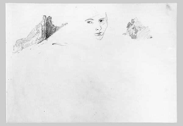 Two Landscape Studies, Face (from Switzerland 1870 Sketchbook), John Singer Sargent (American, Florence 1856–1925 London), Graphite on off-white wove paper, American