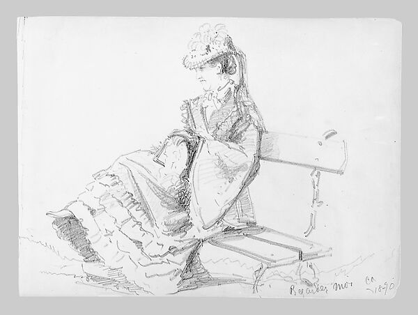 Man on Horseback, Woman Carrying a Jug, Figure with Halo, and other Figure Studies (from Switzerland 1870 Sketchbook), John Singer Sargent (American, Florence 1856–1925 London), Graphite on paper, American