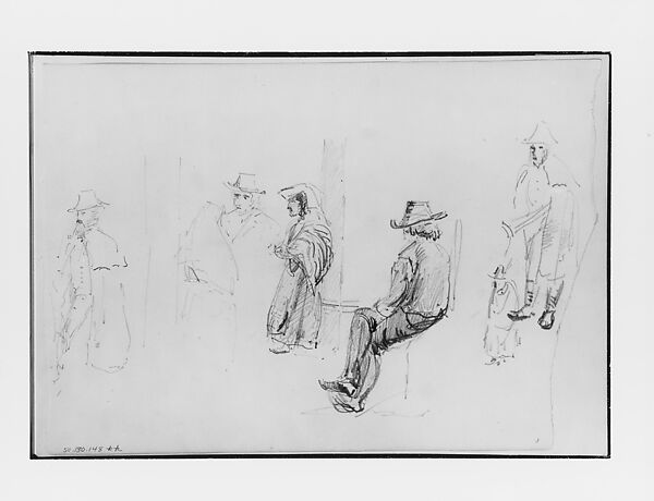 Figures (from Switzerland 1870 Sketchbook), John Singer Sargent (American, Florence 1856–1925 London), Graphite on off-white wove paper, American 